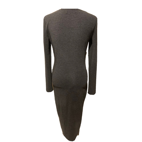 MINKPINK Dress Womens M Medium Grey Side Slit Cocktail Party Knit Maxi Dress - Picture 9 of 13